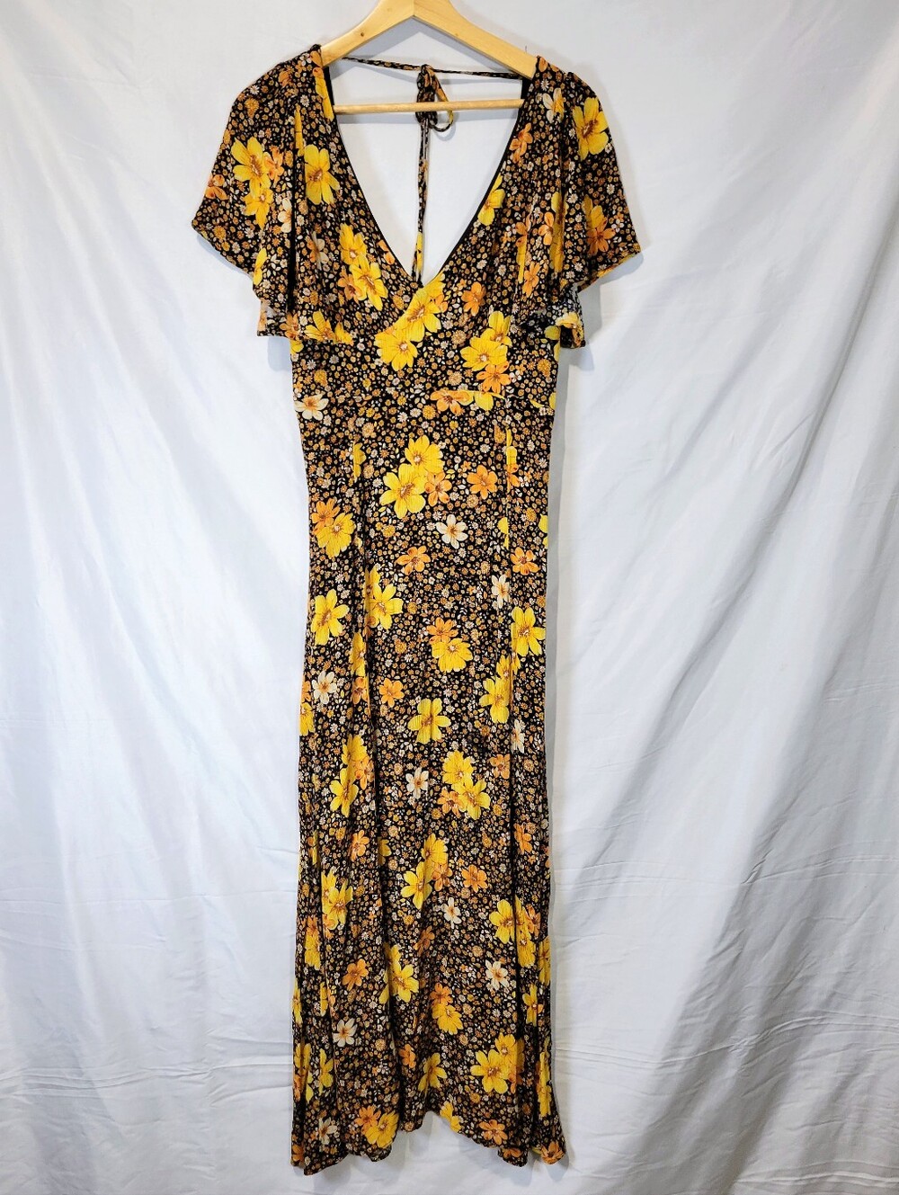 Vintage Y2K Brown Floral Empire Waist, Cottagecore, Artisan Whimsical Maxi Dress